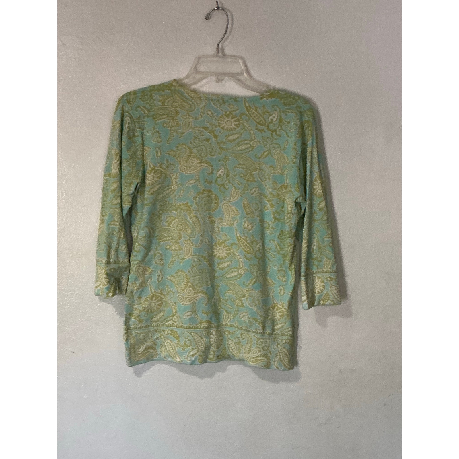 Tweeds Flowy Tunic Blouse In Blue/Green With A Paisley Print Size M